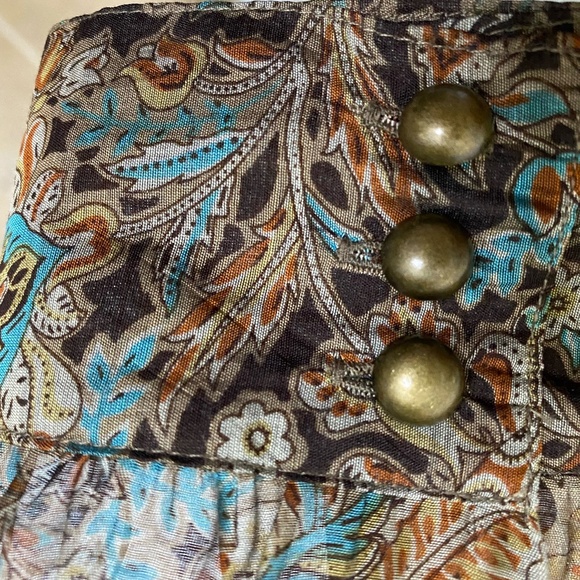 Brown Sheer Flower Design V-neck Button Up lightweight Blouse. Sz 2X - Picture 12 of 16